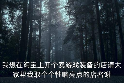 收购二手游戏装备店名怎么起，我想在淘宝上开个卖游戏装备的店请大家帮我取个个性响亮点的店名谢