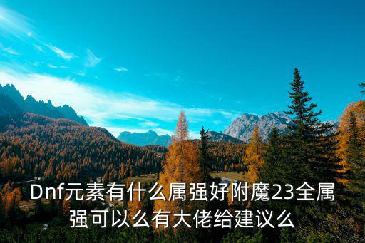 Dnf元素有什么属强好附魔23全属强可以么有大佬给建议么