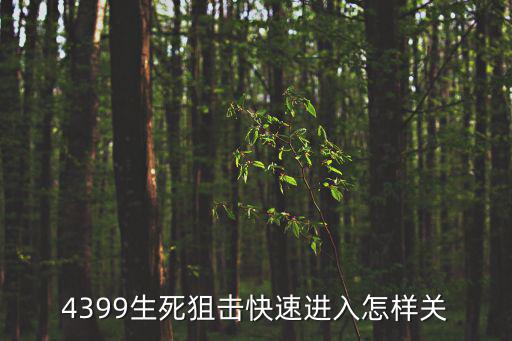4399生死狙击快速进入怎样关