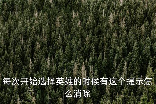 每次开始选择英雄的时候有这个提示怎么消除