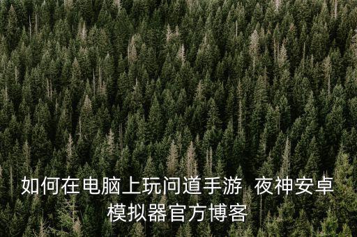 如何在电脑上玩问道手游 夜神安卓模拟器官方博客
