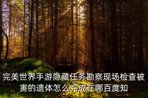 完美世界手游隐藏任务勘察现场检查被害的遗体怎么完成在哪百度知