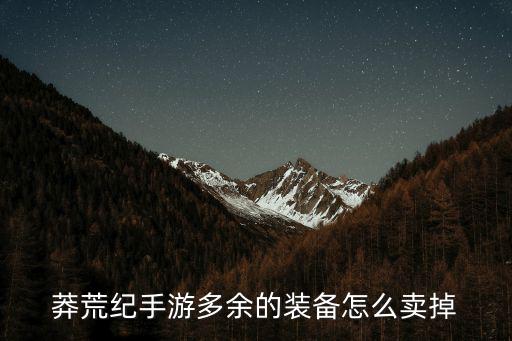 莽荒纪手游多余的装备怎么卖掉