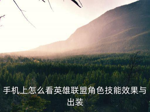 手机上怎么看英雄联盟角色技能效果与出装