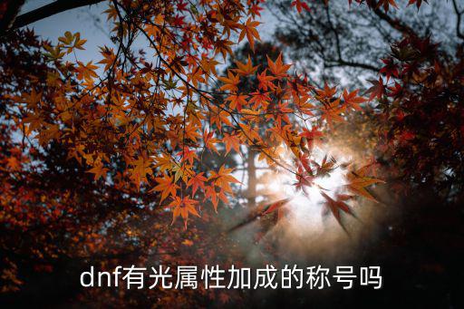 dnf新光环什么属性加成，dnf有光属性加成的称号吗