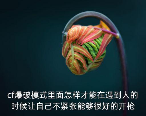 cf手游爆破见人怎么打，穿越火线爆破模式里面怎样才能在遇到人的时候让自己不紧张能够