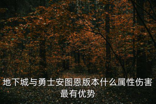 地下城与勇士安图恩版本什么属性伤害最有优势