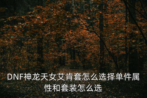 DNF神龙天女艾肯套怎么选择单件属性和套装怎么选