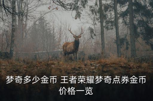 梦奇多少金币 王者荣耀梦奇点券金币价格一览