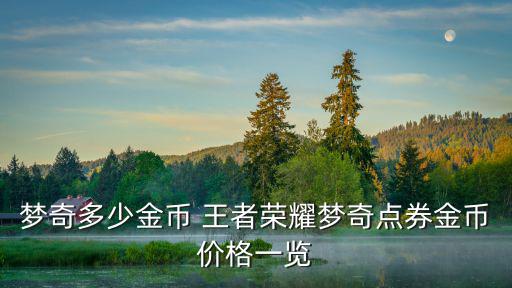 梦奇多少金币 王者荣耀梦奇点券金币价格一览