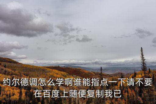 约尔德调怎么学啊谁能指点一下请不要在百度上随便复制我已