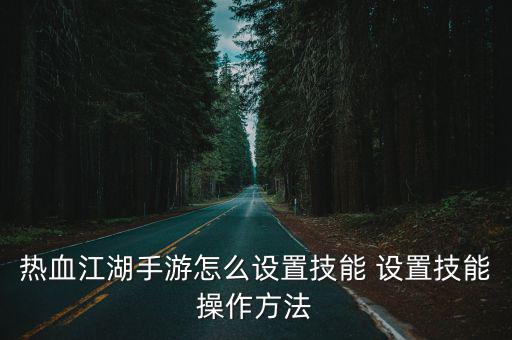 热血江湖手游怎么设置技能 设置技能操作方法