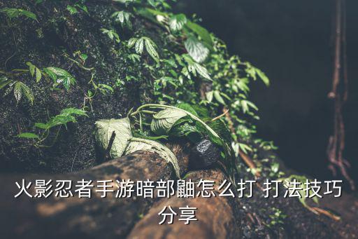 火影忍者手游暗部鼬怎么打 打法技巧分享