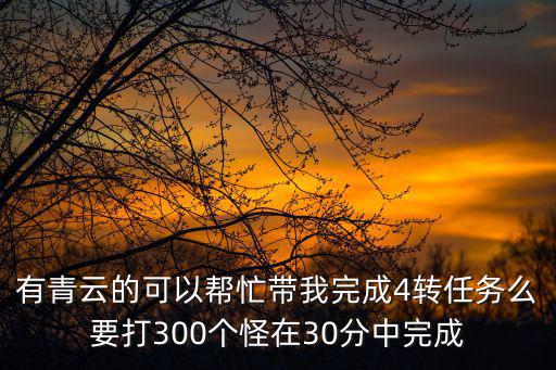 地藏手游怎么完成四转，有青云的可以帮忙带我完成4转任务么要打300个怪在30分中完成