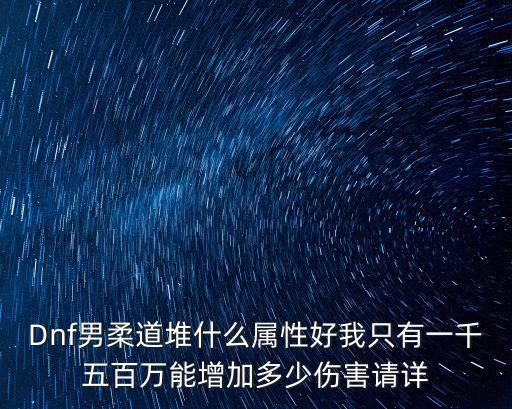 Dnf男柔道堆什么属性好我只有一千五百万能增加多少伤害请详