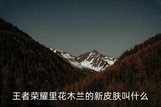 王者荣耀里花木兰的新皮肤叫什么