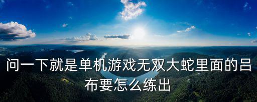 问一下就是单机游戏无双大蛇里面的吕布要怎么练出