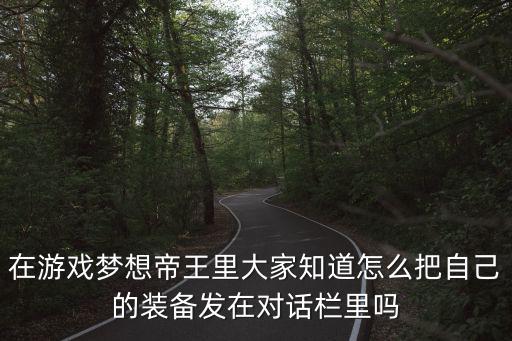 在游戏梦想帝王里大家知道怎么把自己的装备发在对话栏里吗