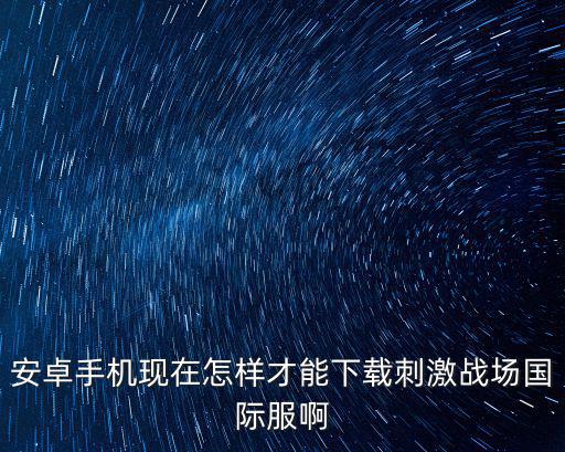 安卓手机现在怎样才能下载刺激战场国际服啊