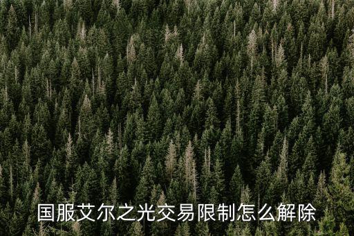 国服艾尔之光交易限制怎么解除