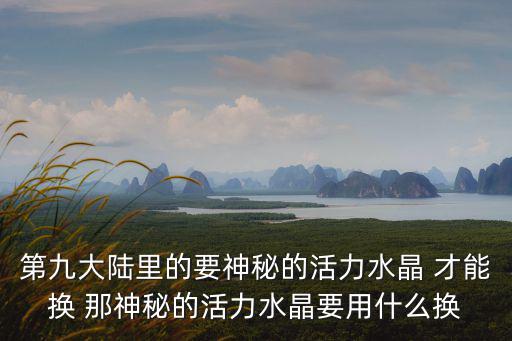 第九大陆里的要神秘的活力水晶 才能换 那神秘的活力水晶要用什么换
