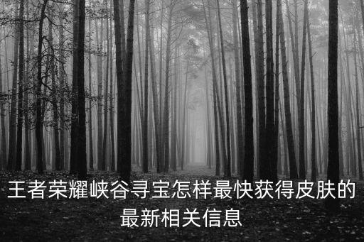 王者荣耀峡谷寻宝怎样最快获得皮肤的最新相关信息