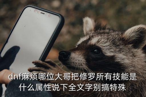 dnf修罗小火是什么属性，阿修罗小火是什么