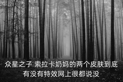 众星之子 索拉卡奶妈的两个皮肤到底有没有特效网上很都说没