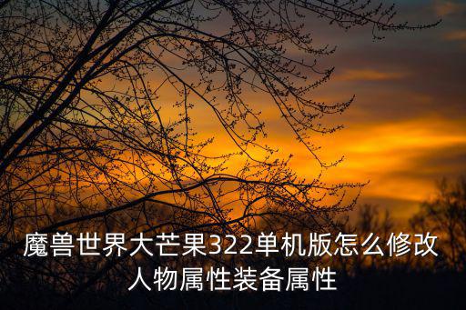 魔兽世界大芒果322单机版怎么修改人物属性装备属性