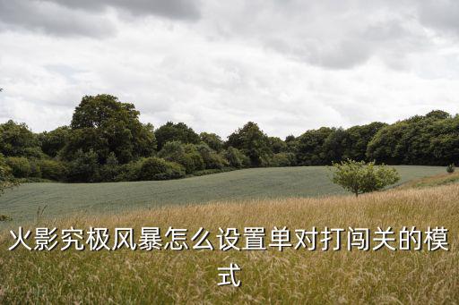 火影手游关卡模式怎么开，火影忍者怎么弄单人模式