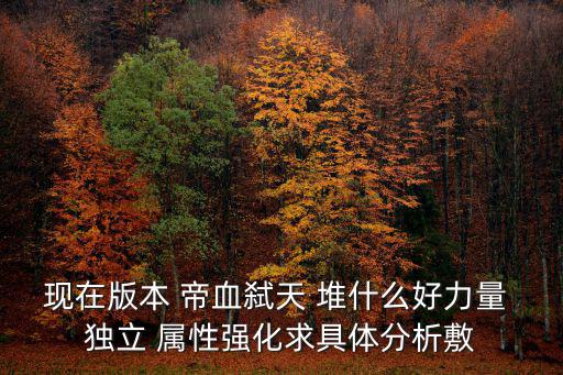 现在版本 帝血弑天 堆什么好力量 独立 属性强化求具体分析敷
