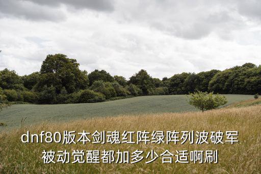 dnf80版本剑魂红阵绿阵列波破军被动觉醒都加多少合适啊刷