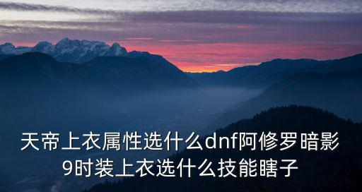 dnf天帝暗影9什么属性，天帝上衣属性选什么dnf阿修罗暗影9时装上衣选什么技能瞎子