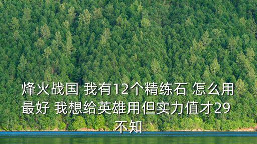烽火战国 我有12个精练石 怎么用最好 我想给英雄用但实力值才29 不知