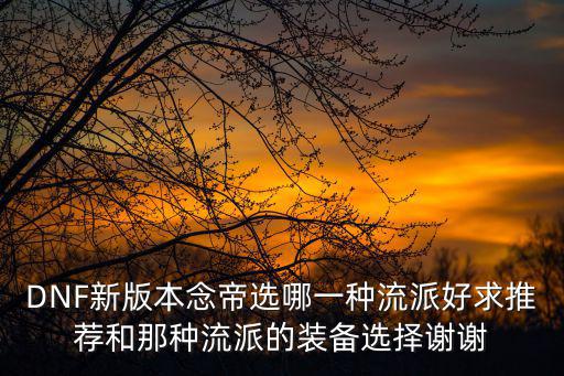 DNF新版本念帝选哪一种流派好求推荐和那种流派的装备选择谢谢