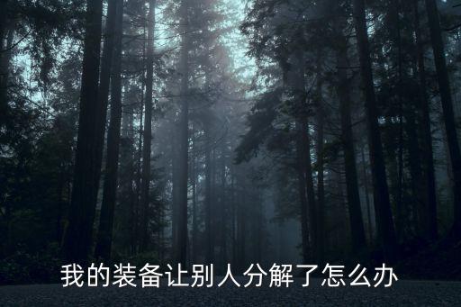 我的装备让别人分解了怎么办