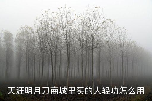 天涯明月刀手游怎么使用轻功，天涯明月刀商城里买的大轻功怎么用