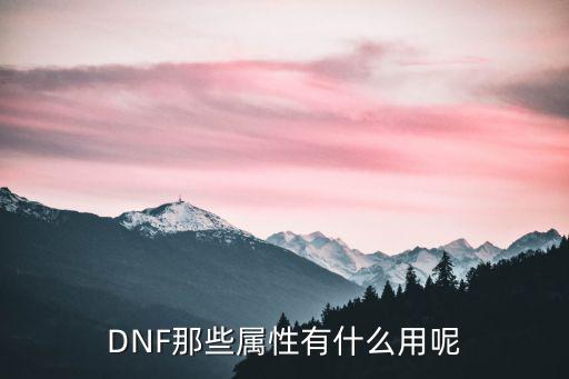 DNF那些属性有什么用呢