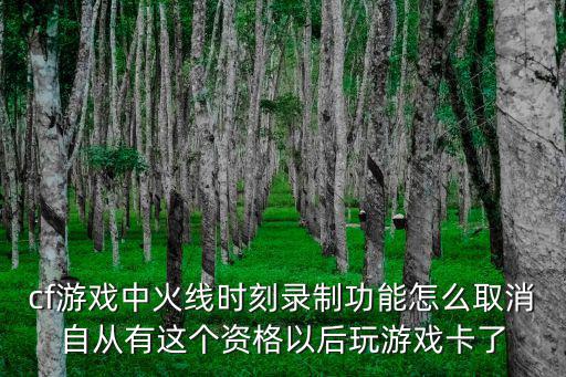 cf游戏中火线时刻录制功能怎么取消自从有这个资格以后玩游戏卡了