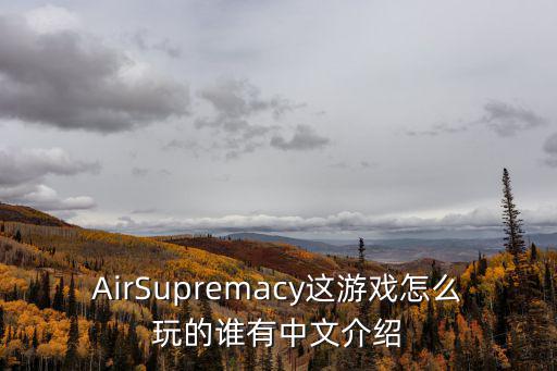 AirSupremacy这游戏怎么玩的谁有中文介绍
