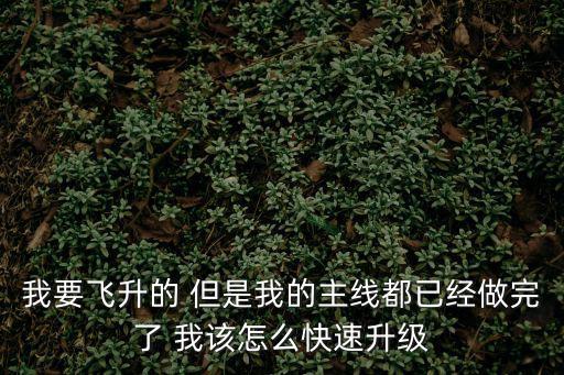 太古仙尊手游怎么快速飞升，我要飞升的 但是我的主线都已经做完了 我该怎么快速升级