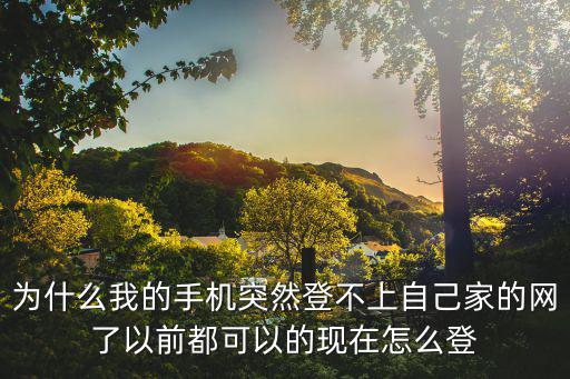 为什么我的手机突然登不上自己家的网了以前都可以的现在怎么登