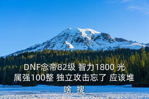DNF念帝82级 智力1800 光属强100整 独立攻击忘了 应该堆啥 搜