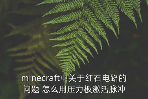 minecraft中关于红石电路的问题 怎么用压力板激活脉冲