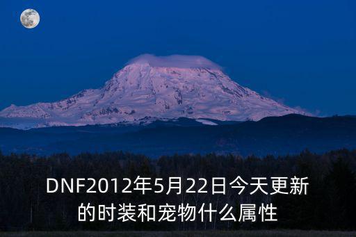 DNF2012年5月22日今天更新的时装和宠物什么属性