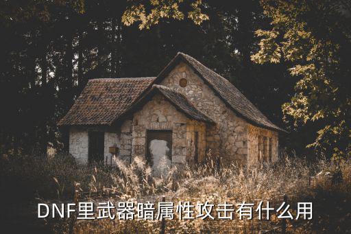 DNF里武器暗属性攻击有什么用