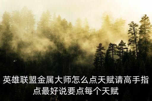 英雄联盟金属大师怎么点天赋请高手指点最好说要点每个天赋