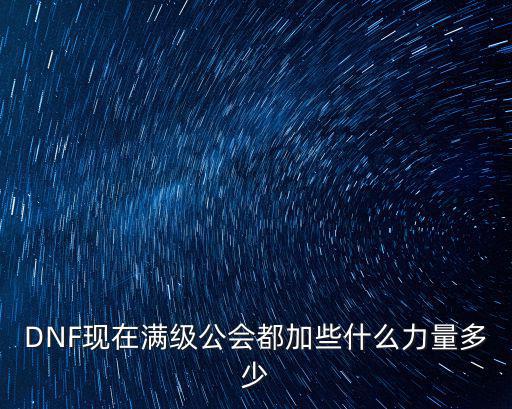 DNF现在满级公会都加些什么力量多少