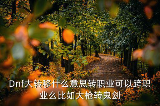 Dnf大转移什么意思转职业可以跨职业么比如大枪转鬼剑
