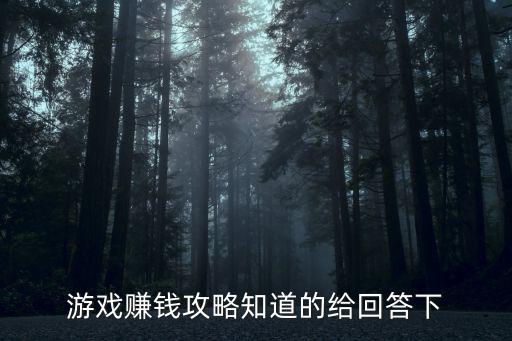 游戏赚钱攻略知道的给回答下